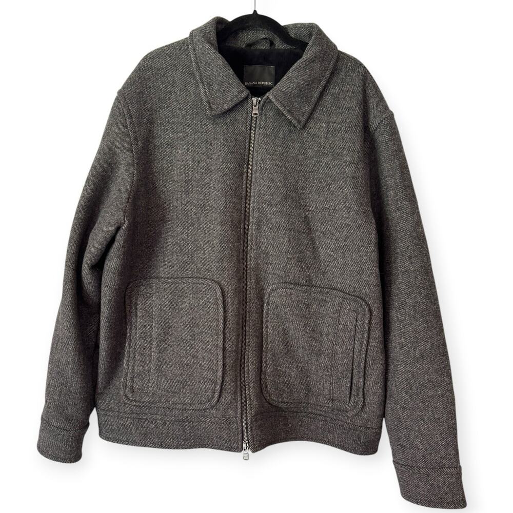 Banana Republic Gray Wool Full Zip Men’s Coat Size XL Tall